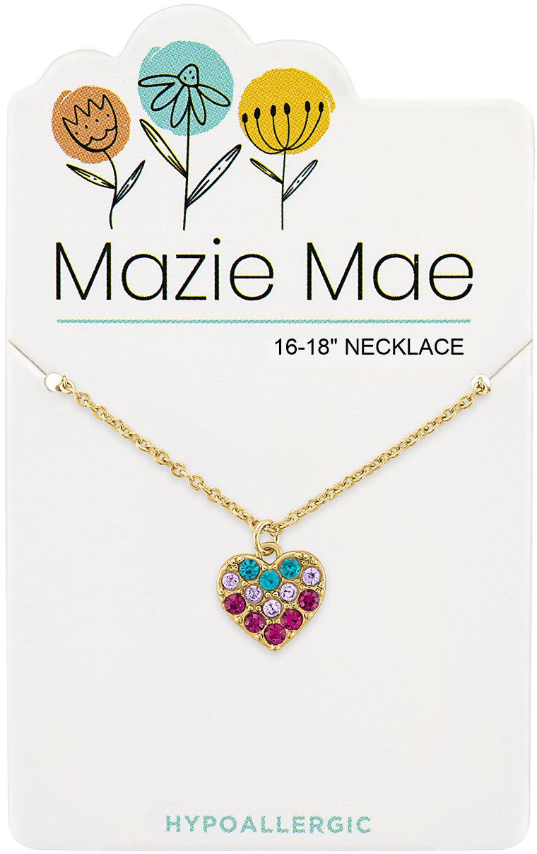 Gold Multi-Color CZ Heart Mazie Mae Necklace