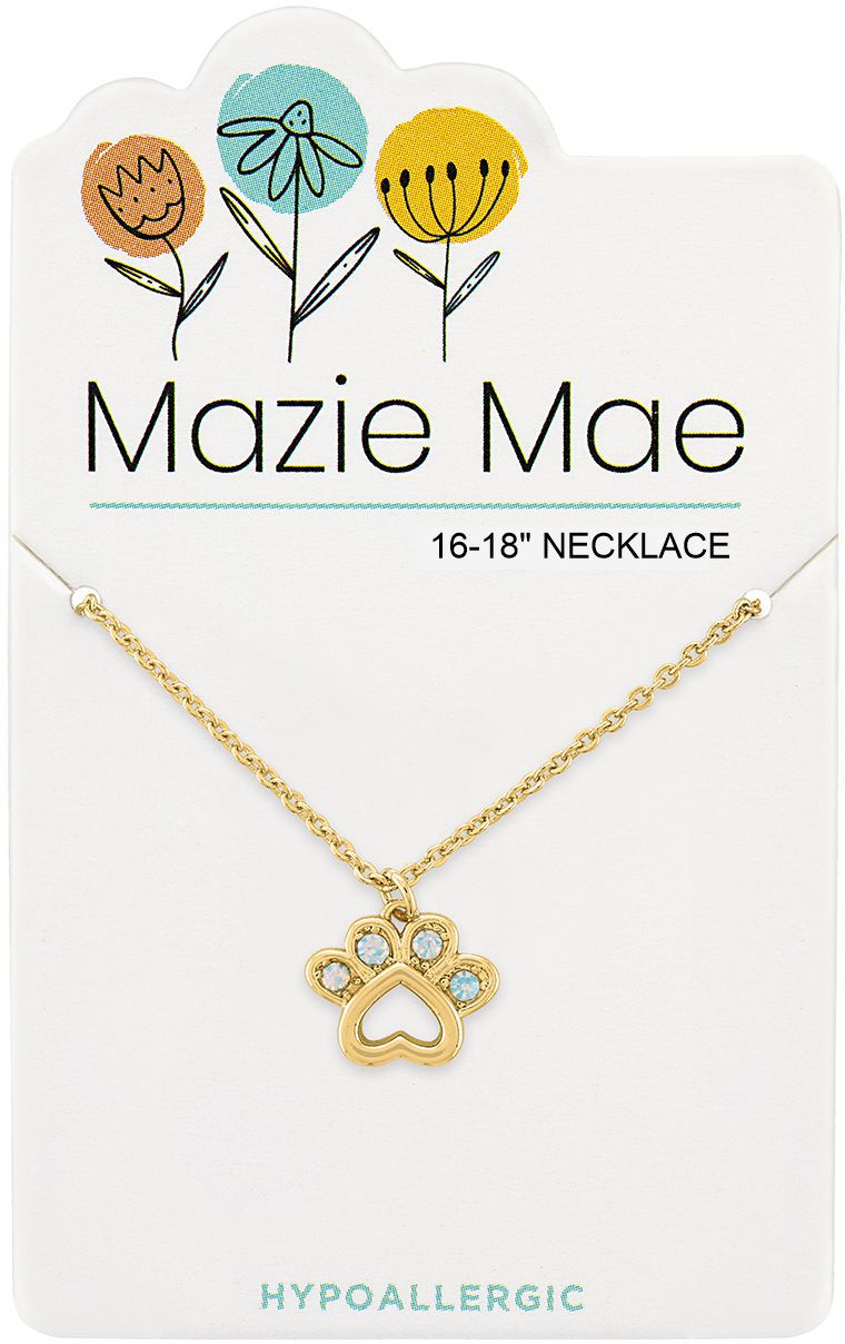 Gold Opal Paw Print Mazie Mae Necklace