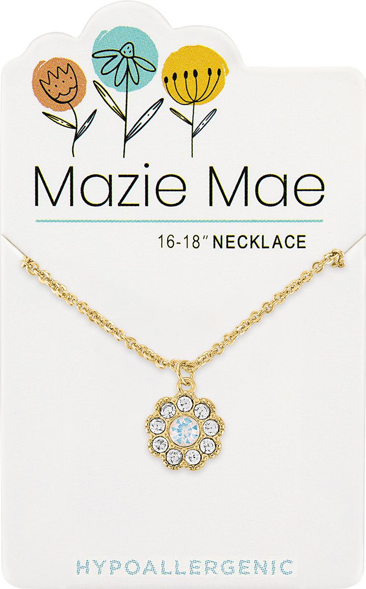 Gold White Opal CZ Flower Mazie Mae Necklace