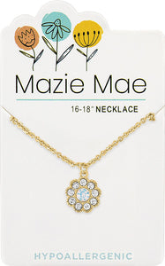 Gold White Opal CZ Flower Mazie Mae Necklace