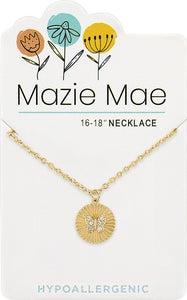 Gold Butterfly Disc Mazie Mae Necklace