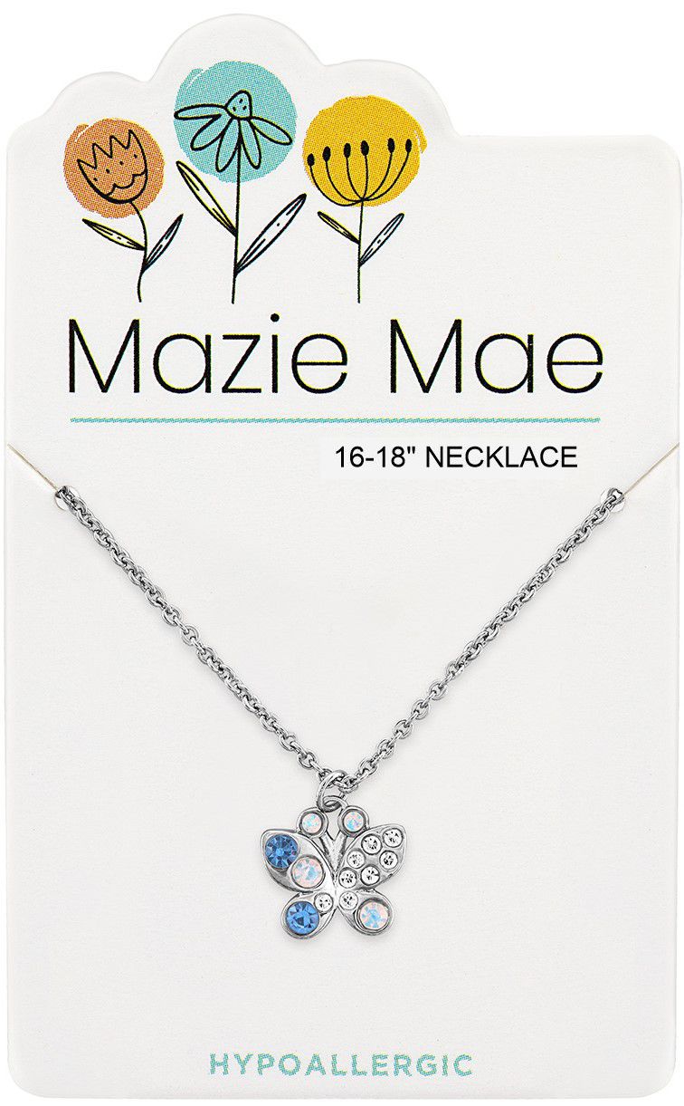 Silver Opal & Aquamarine Butterly Mazie Mae Necklace