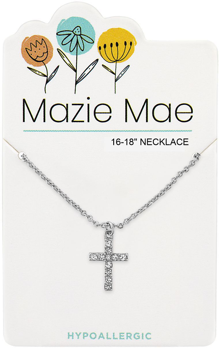 Silver CZ Cross Mazie Mae Necklace