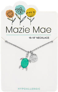 Silver Pacific Opal Turtle & Sand Dollar Dangle Mazie Mae Necklace