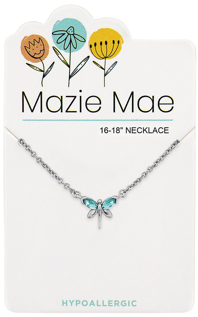 Silver Aquamarine Dragonfly Mazie Mae Necklace