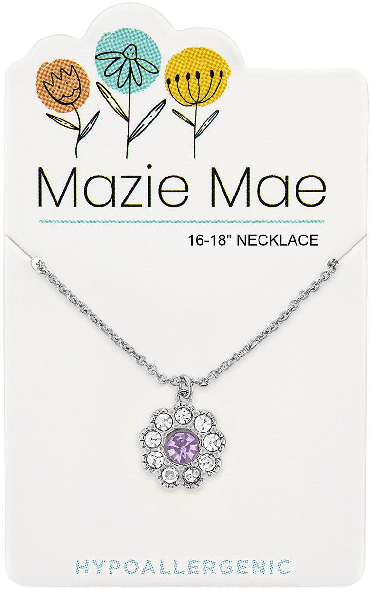 Silver Light Amethyst CZ Flower Mazie Mae Necklace