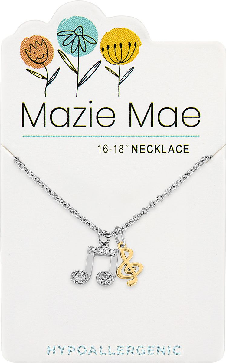 Silver Two-Toned Music Note Mazie Mae Necklace