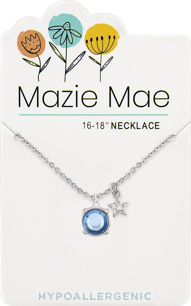 Silver Light Saphire Solitaire & Star Dangle Mazie