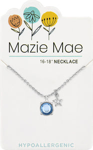 Silver Light Saphire Solitaire & Star Dangle Mazie
