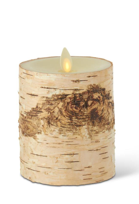 3.25 X 4.5 INCH BIRCH BARK WAX INDOOR PILLAR LUMINARA CANDLE