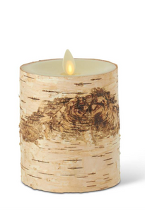 3.25 X 4.5 INCH BIRCH BARK WAX INDOOR PILLAR LUMINARA CANDLE