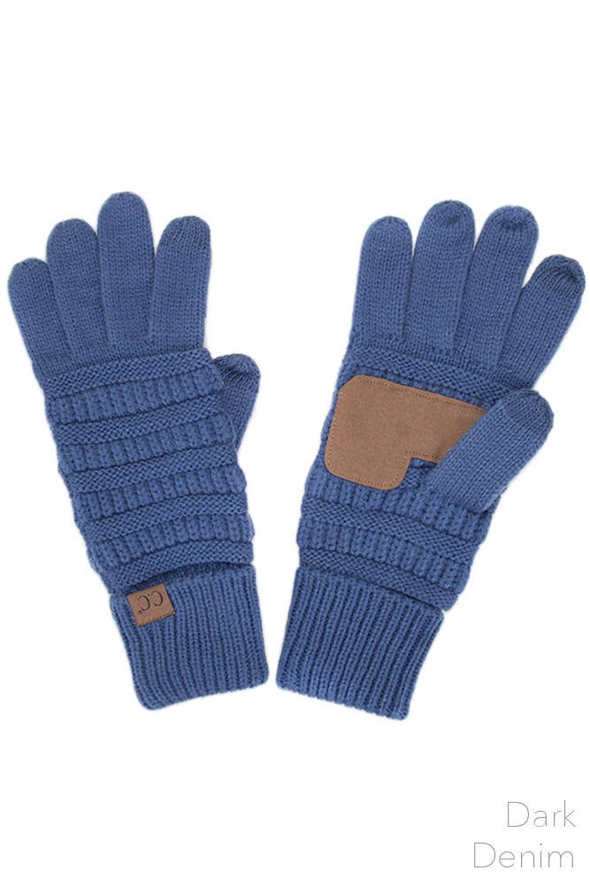 Navy C.C Knitted Touch Screen Compatible Gloves