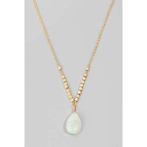 Stone Tear Pendant Chain Necklace