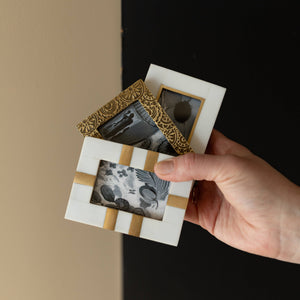 2X3 Bernadette Magnetic Mini Picture Frame With Brass Inlay