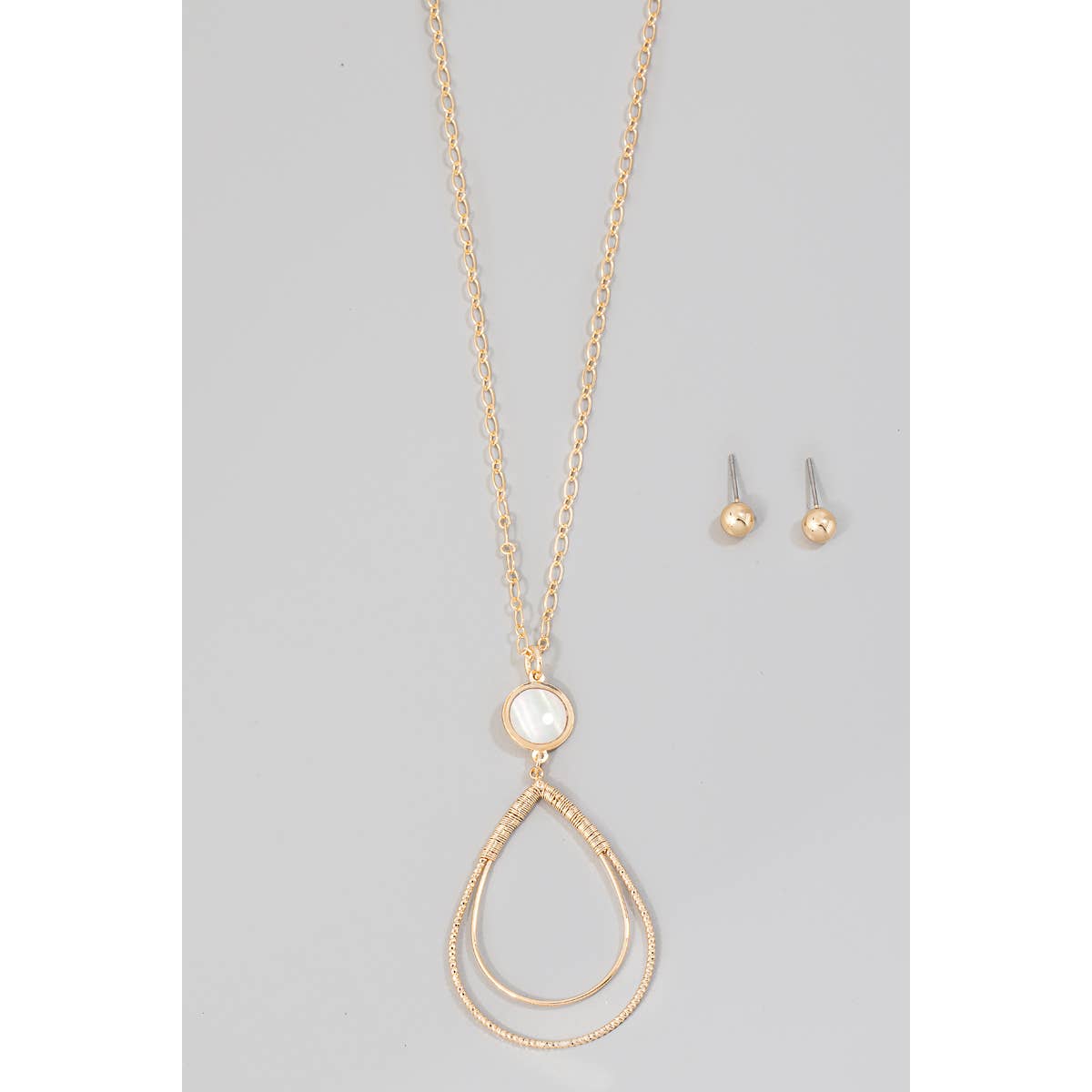 Shell Disc Tear Layered Pendant Necklace Set