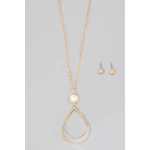 Shell Disc Tear Layered Pendant Necklace Set