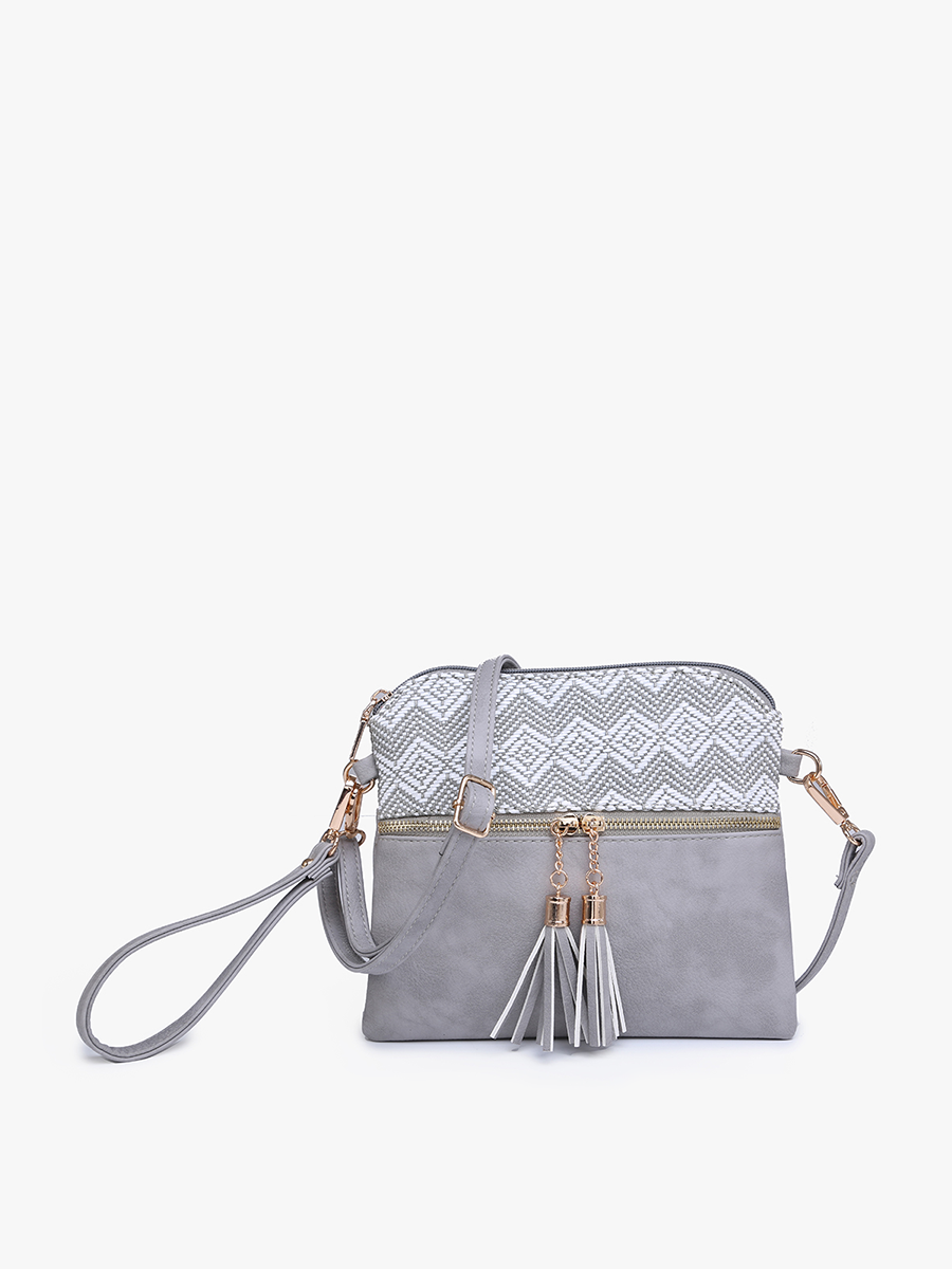 Diamond-Beige Tara Double Zip Crossbody/Wristlet