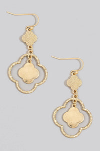 Layered Clover Charms Hook Dangle Earrings