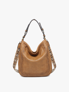 Latte Aris Small Whipstitch Hobo w/ Guitar Strap