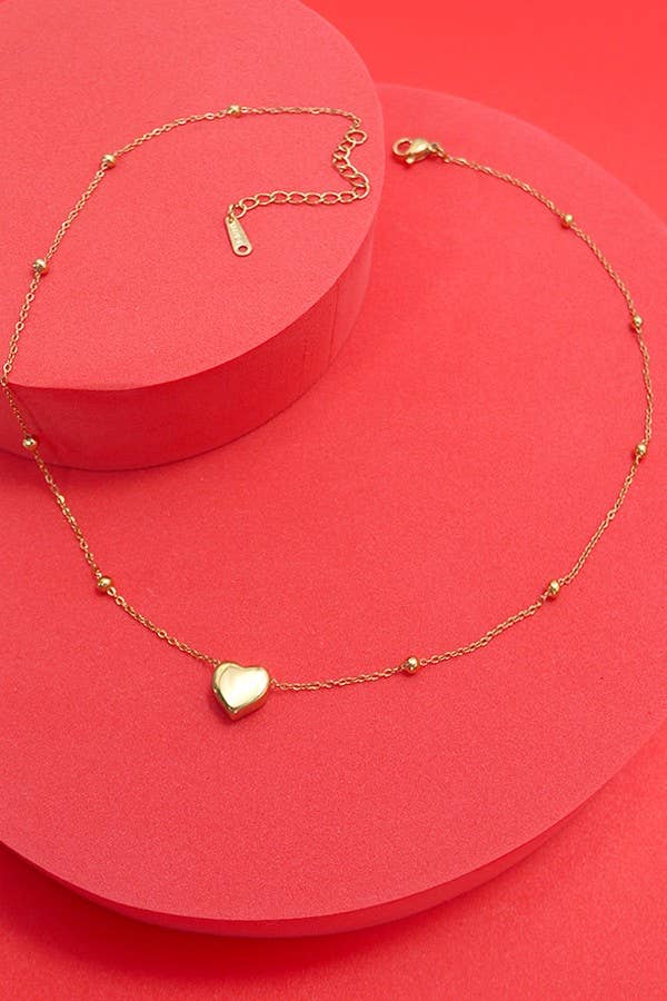 18K STAINLESS STEEL TARNISH FREE HEART NECKLACE