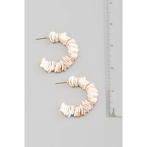 Layered Square Cut Shell Hoop Earrings