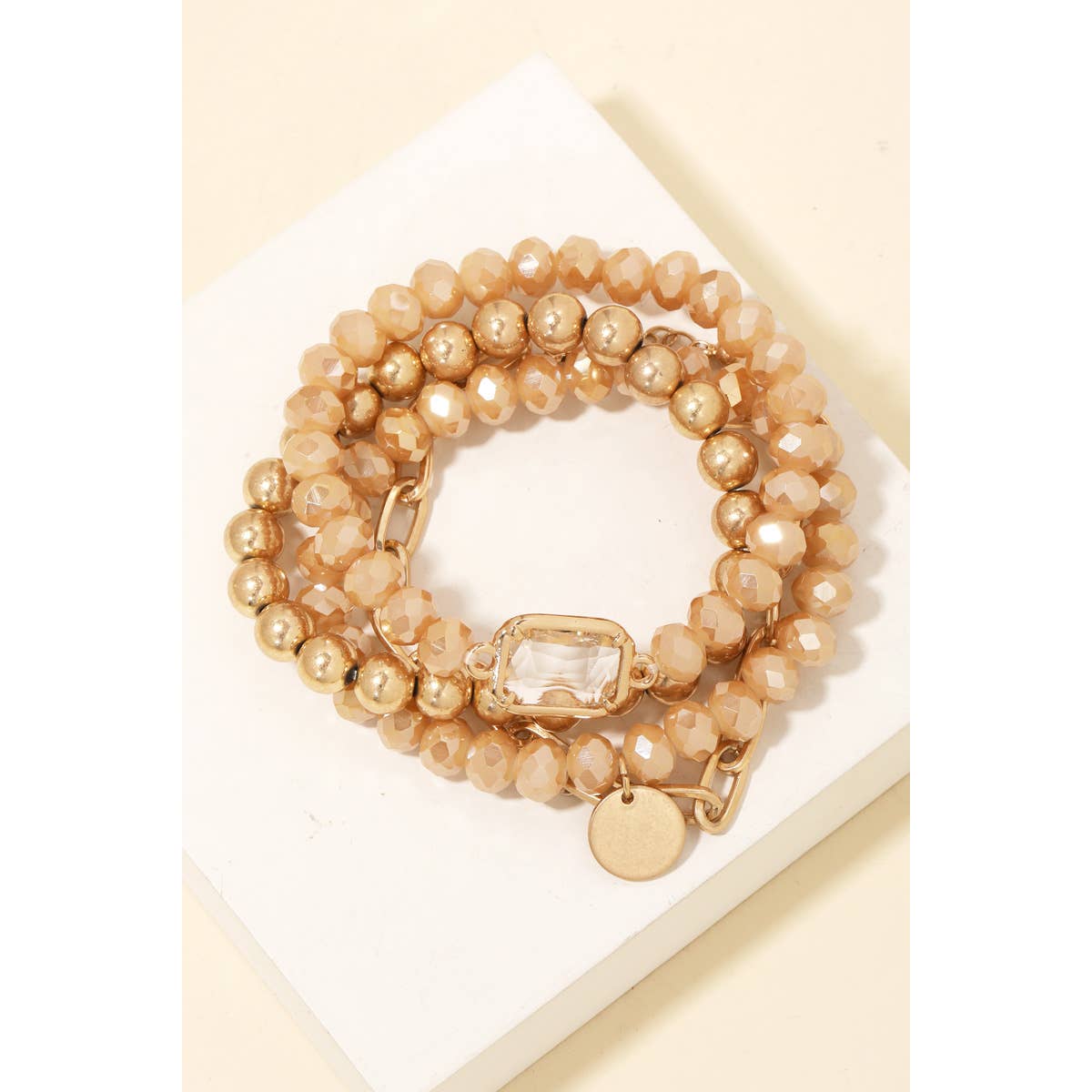 Metallic And Faceted Beaded Bracelet Set