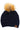 Navy C.C Solid Ribbed Knit Beanie With Pom