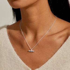 Style Stories Heart T-Bar Necklace In Silver Plating