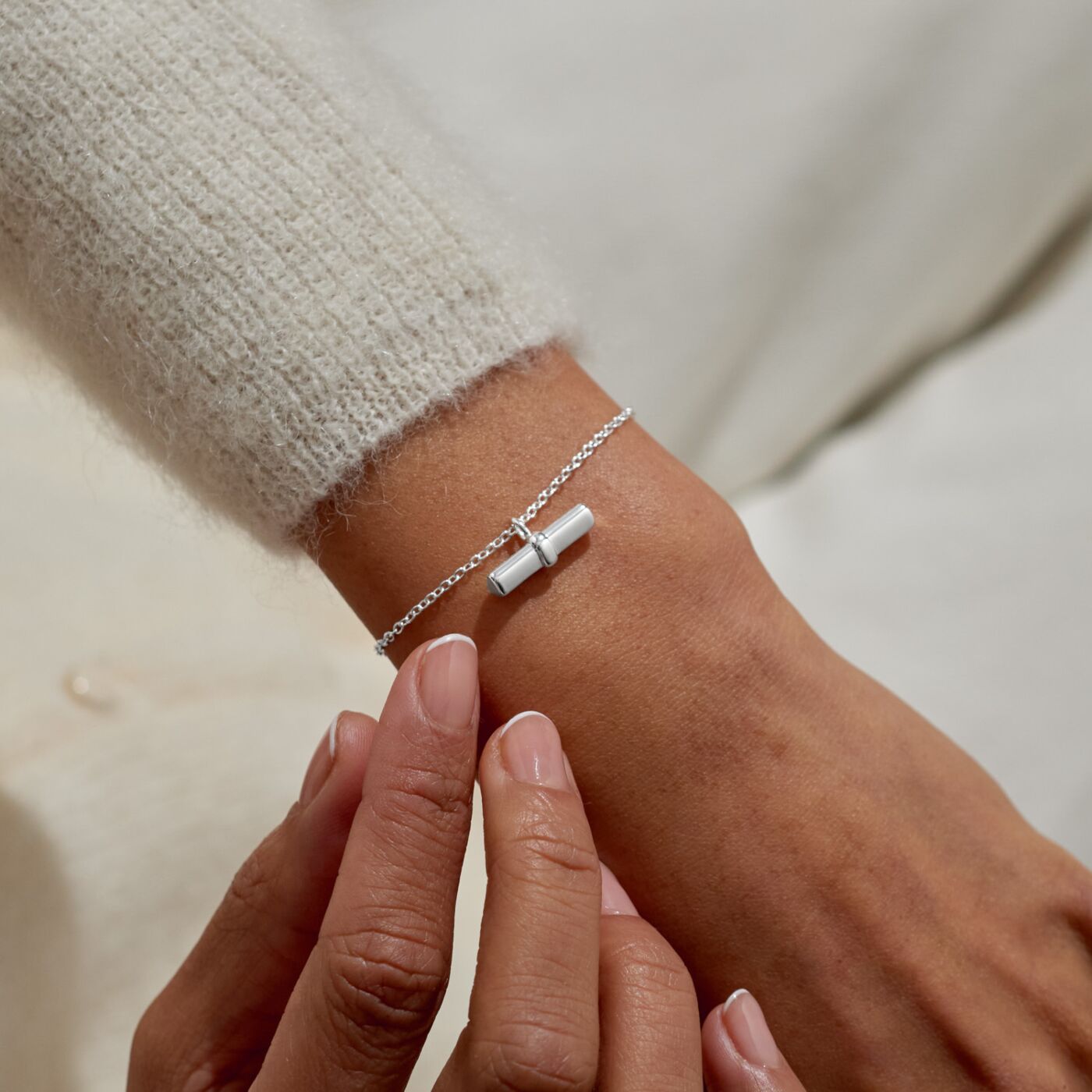 Style Stories Heart T-Bar Bracelet In Silver Plating