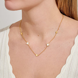 Style Stories Mother Of Pearl Clover Necklace In Gold-Tone Plating