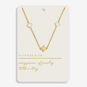 Style Stories Mother Of Pearl Clover Necklace In Gold-Tone Plating