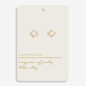 Style Stories Mother Of Pearl Clover Earrings In Gold-Tone Plating