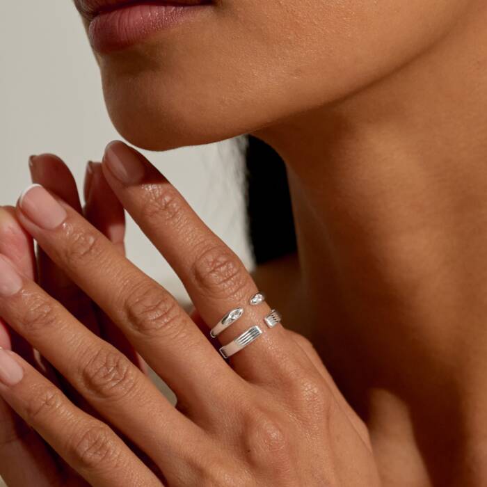 Soul Shine Layered Twist Ring Stack In Silver Plating