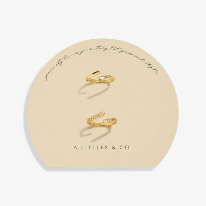 Soul Shine Organic Wave Ring Stack In Gold-Tone Plating