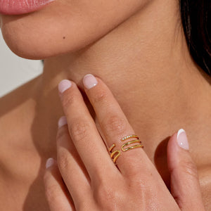 Soul Shine Rope Ring Stack In Gold-Tone Plating