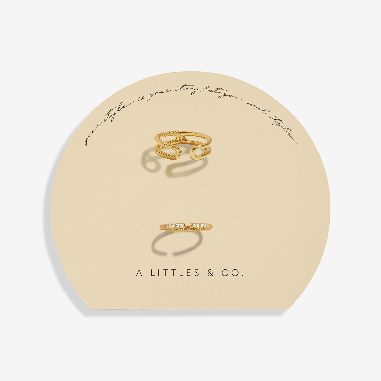 Soul Shine Rope Ring Stack In Gold-Tone Plating