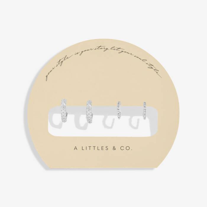 Soul Shine Statement Hearts Hoop Earrings Stack In Silver Plating