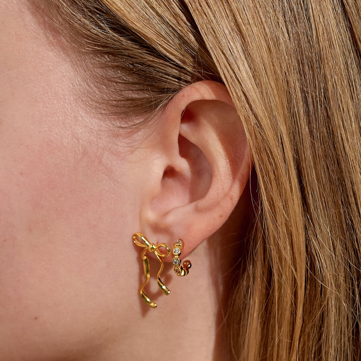 Soul Shine Bows Earrings In Gold-Tone Plating