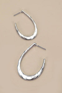 HAMMERED U SHAPE HOOP DROP EARRINGS