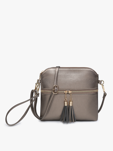 Diamond-Beige Tara Double Zip Crossbody/Wristlet