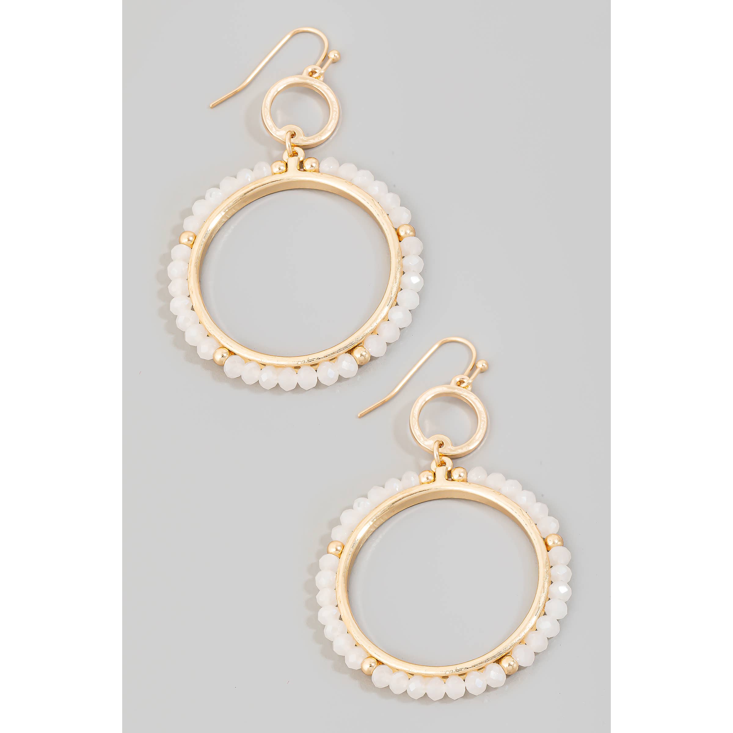 Faceted Rhinestone Hoop Drop Earrings