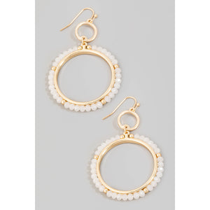 Faceted Rhinestone Hoop Drop Earrings