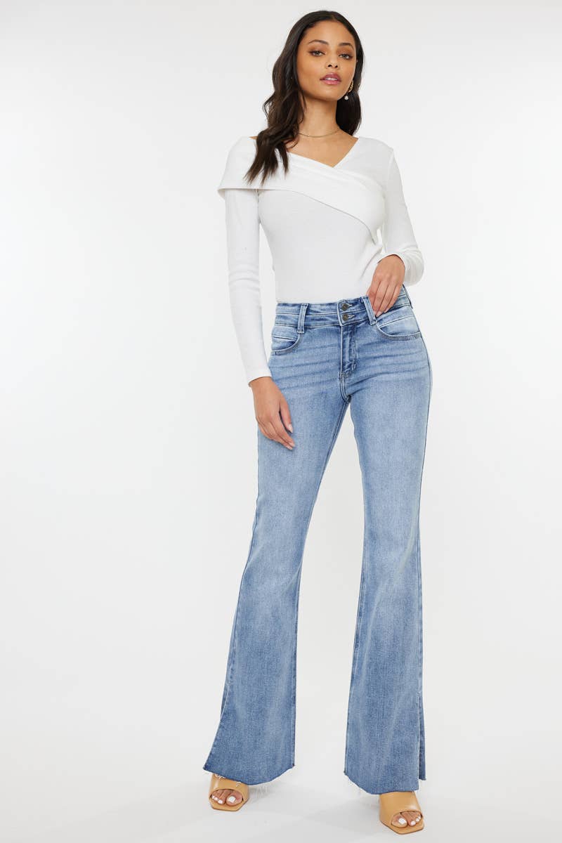 Mid-Rise Double Band Flare Jeans