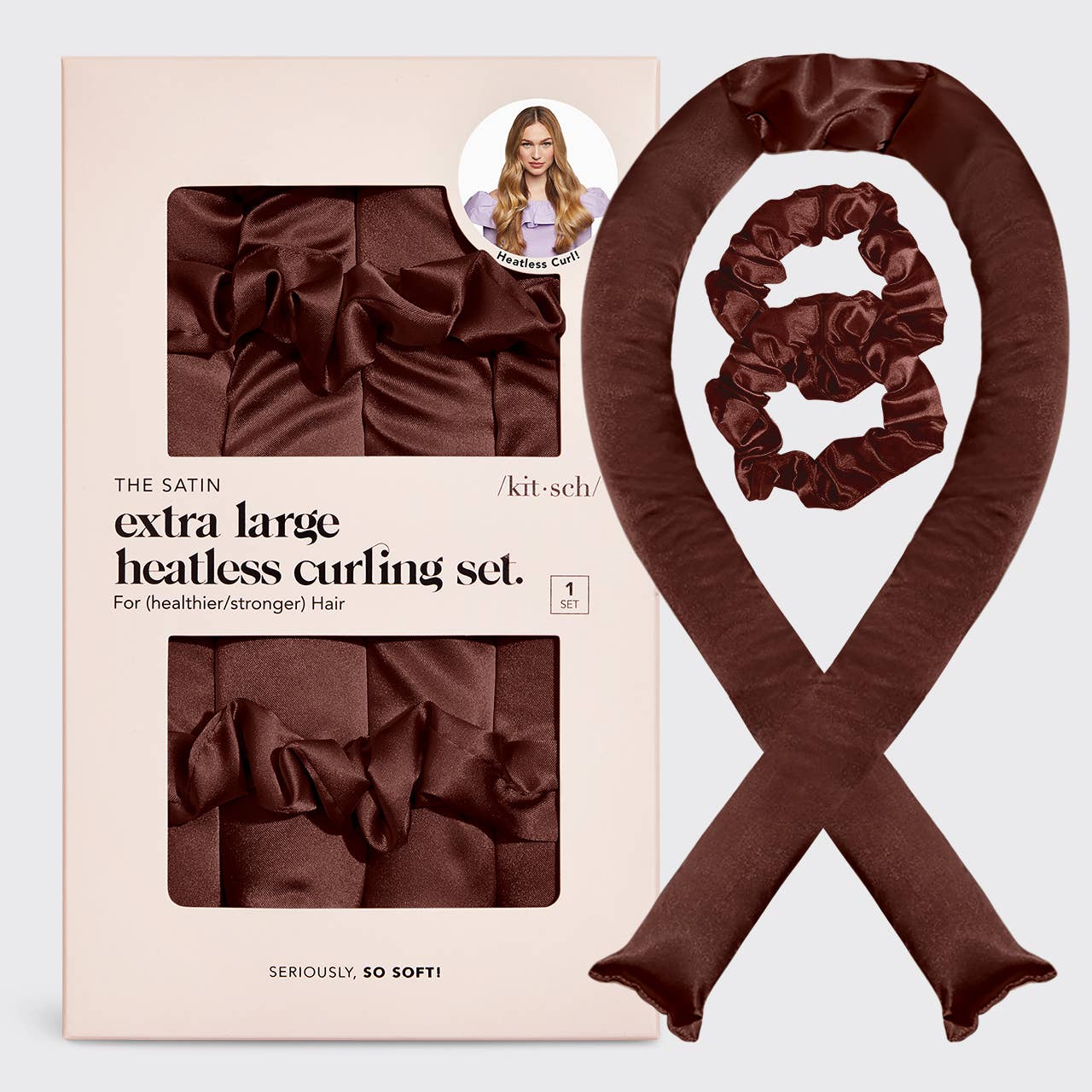 XL Satin Heatless Curling Set - Chocolate