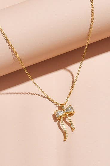 GOLD 18K STAINLESS STEEL TARNISH FREE BOW NECKLACE