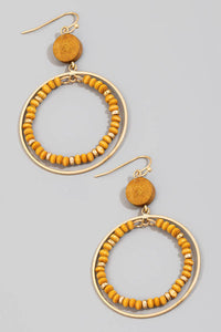 Layered Beaded Hoop Drop Earrings