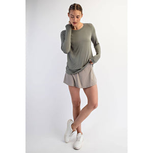 BLACK VISCOSE MODAL LONG SLEEVE TOP