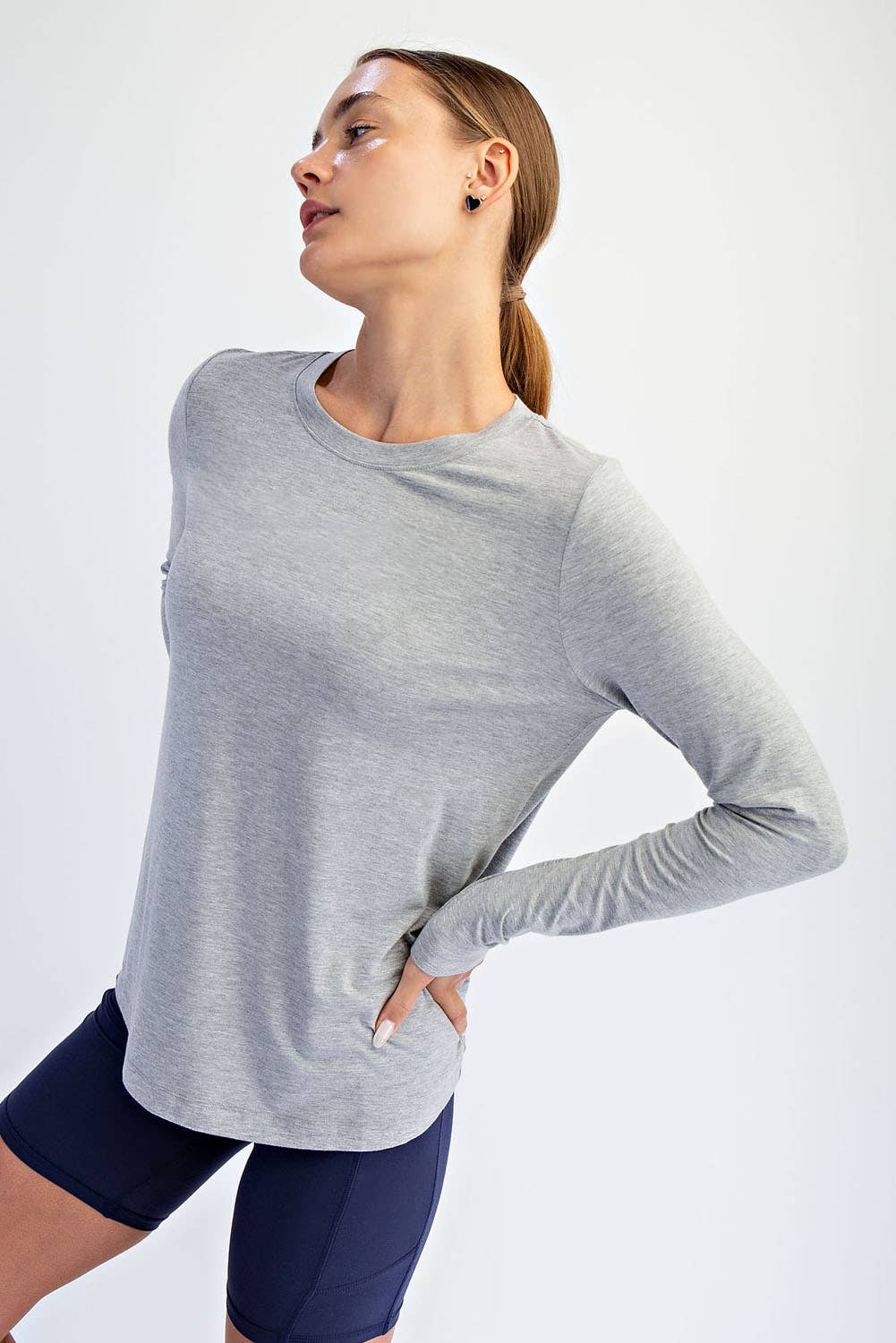 BLACK VISCOSE MODAL LONG SLEEVE TOP