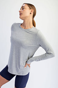 BLACK VISCOSE MODAL LONG SLEEVE TOP