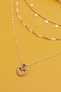 RHINE HEART BALL CHAIN DISC LAYER NECKLACE